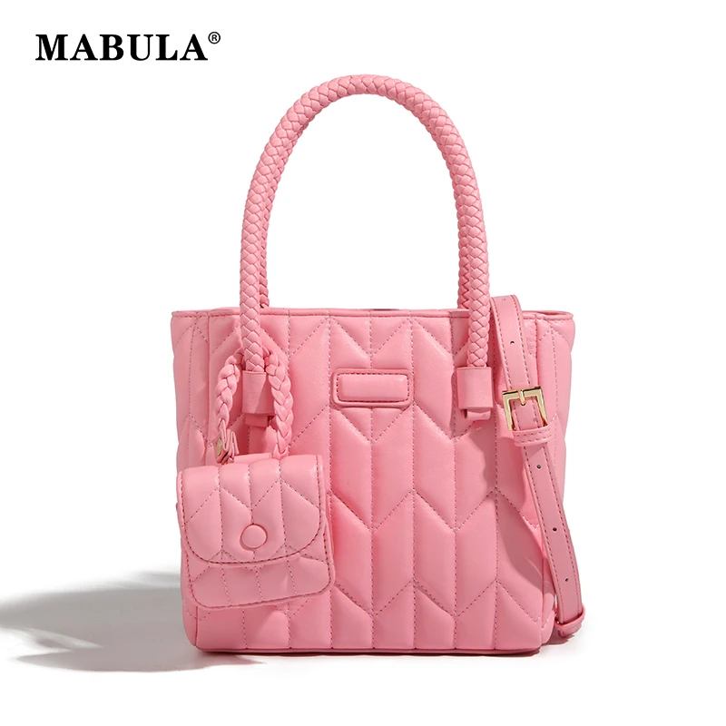 MABULA Casual Top Handle Handbags Women Small Quilted Tote Bag Pink Fashion Soft Leather Purses Female 2 Pcs Set Crossbody Bag
MABULA Casual Top Handle Handbags Women Small Quilted Tote Bag Pink Fashion Soft Leather Purses Female 2 Pcs Set Crossbody Bag
