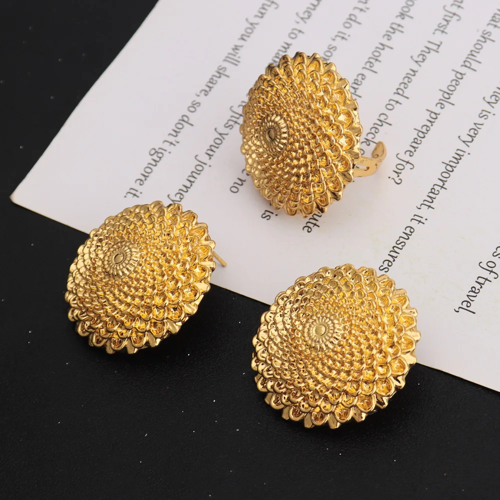 Gold Color Luxury Sunflower Shape Necklace Bangle Earrings Ring For Women Fashion Pretty Jewelry Set Gift For Party Wedding 5 Mallzona Seab25fae2ccc48ca90efba96b3d71e3eB Gold Color Luxury Sunflower Shape Necklace Bangle Earrings Ring For Women Fashion Pretty Jewelry Set Gift For Party Wedding Mallzona