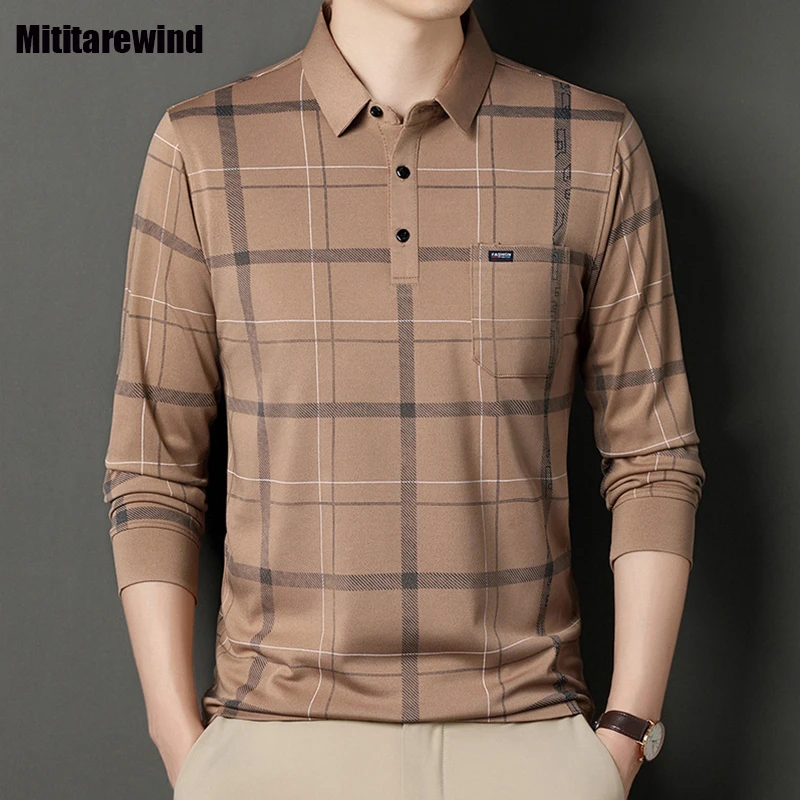 Spring Autumn New T-shirt for Men Business Casual Long Sleeve Polo Shirts Pocket Lapel Plaid T-shirt Middle-aged Men's Fashion
Spring Autumn New T-shirt for Men Business Casual Long Sleeve Polo Shirts Pocket Lapel Plaid T-shirt Middle-aged Men's Fashion