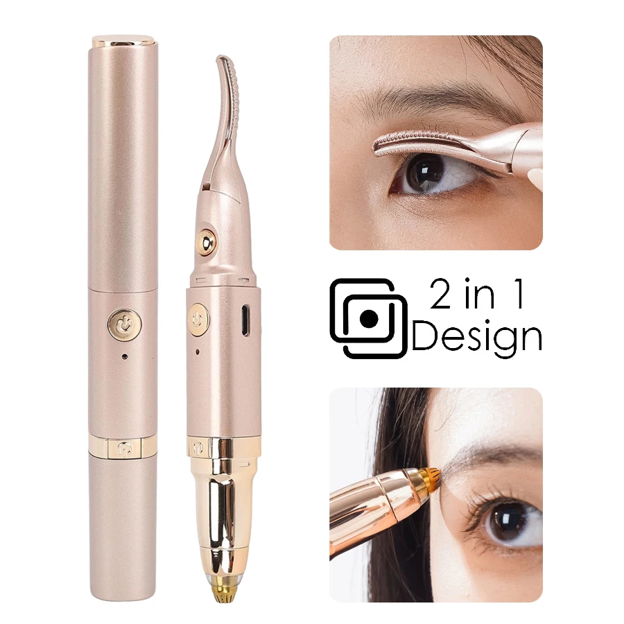 

Heated Eyelash Curler and Electric Eyebrow Trimmer Rechargeable,2 in 1 Design Eye Brow Trimmer for Women,Hot Lash Curler Heater