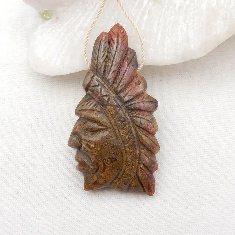 Natural Stone Warring States Red Agate Carved Indian Head Pendant Bead 51x28x8mm 14.3g Semiprecious Fashion Jewelry Necklace
Natural Stone Warring States Red Agate Carved Indian Head Pendant Bead 51x28x8mm 14.3g Semiprecious Fashion Jewelry Necklace