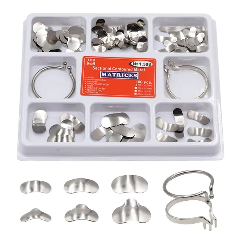 Denspay 100pcs/Box Dental Sectional Matrix System Dental Sectional Matrix Band Resin Clamping/Seperating Ring Dentist Tools
Denspay 100pcs/Box Dental Sectional Matrix System Dental Sectional Matrix Band Resin Clamping/Seperating Ring Dentist Tools