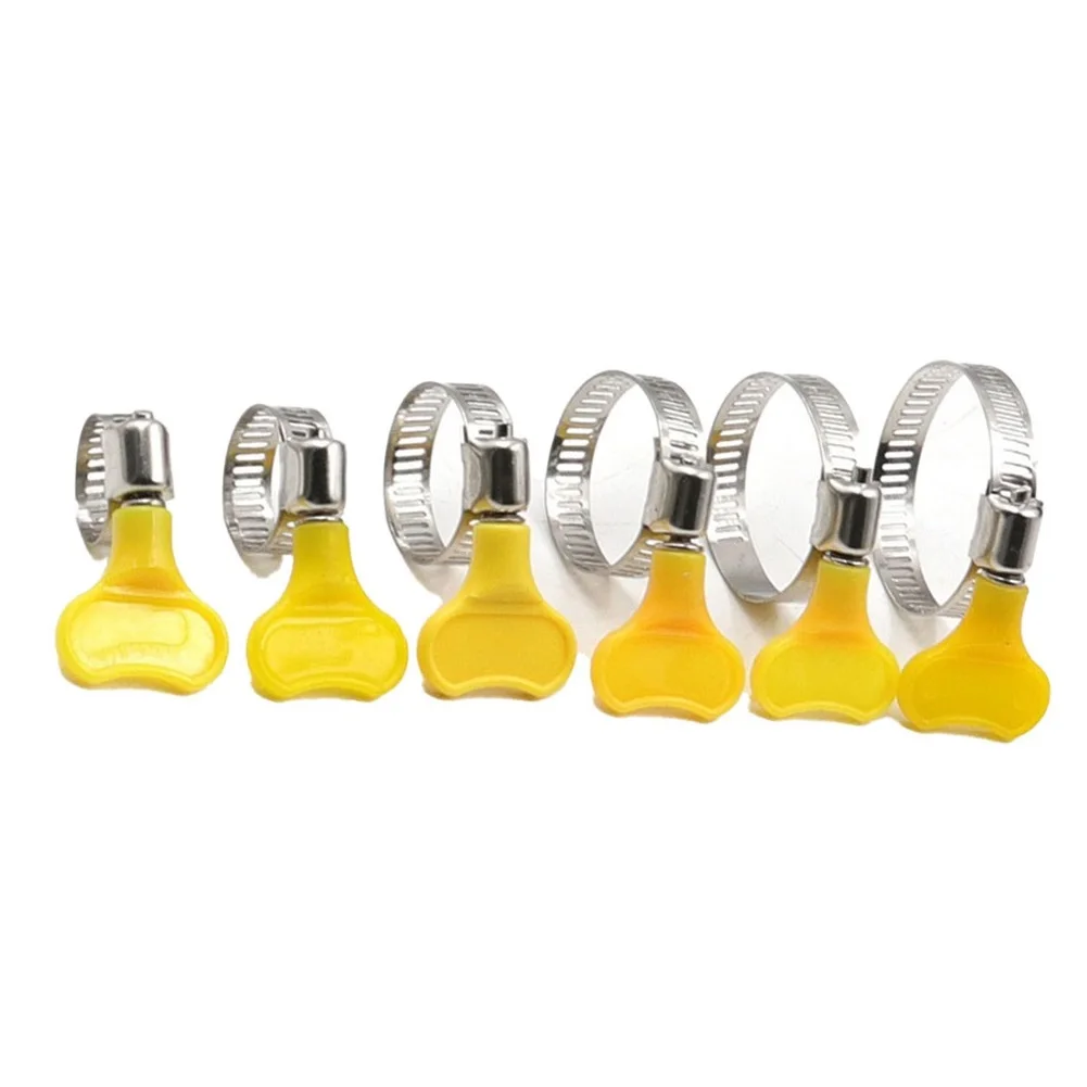 10pcs Hose Clamps 10-38mm Adjustable Yellow Plastic Handle Stainless Steel Wriggle For Connecting Air Hoses Clamps Pipe Clips
10pcs Hose Clamps 10-38mm Adjustable Yellow Plastic Handle Stainless Steel Wriggle For Connecting Air Hoses Clamps Pipe Clips