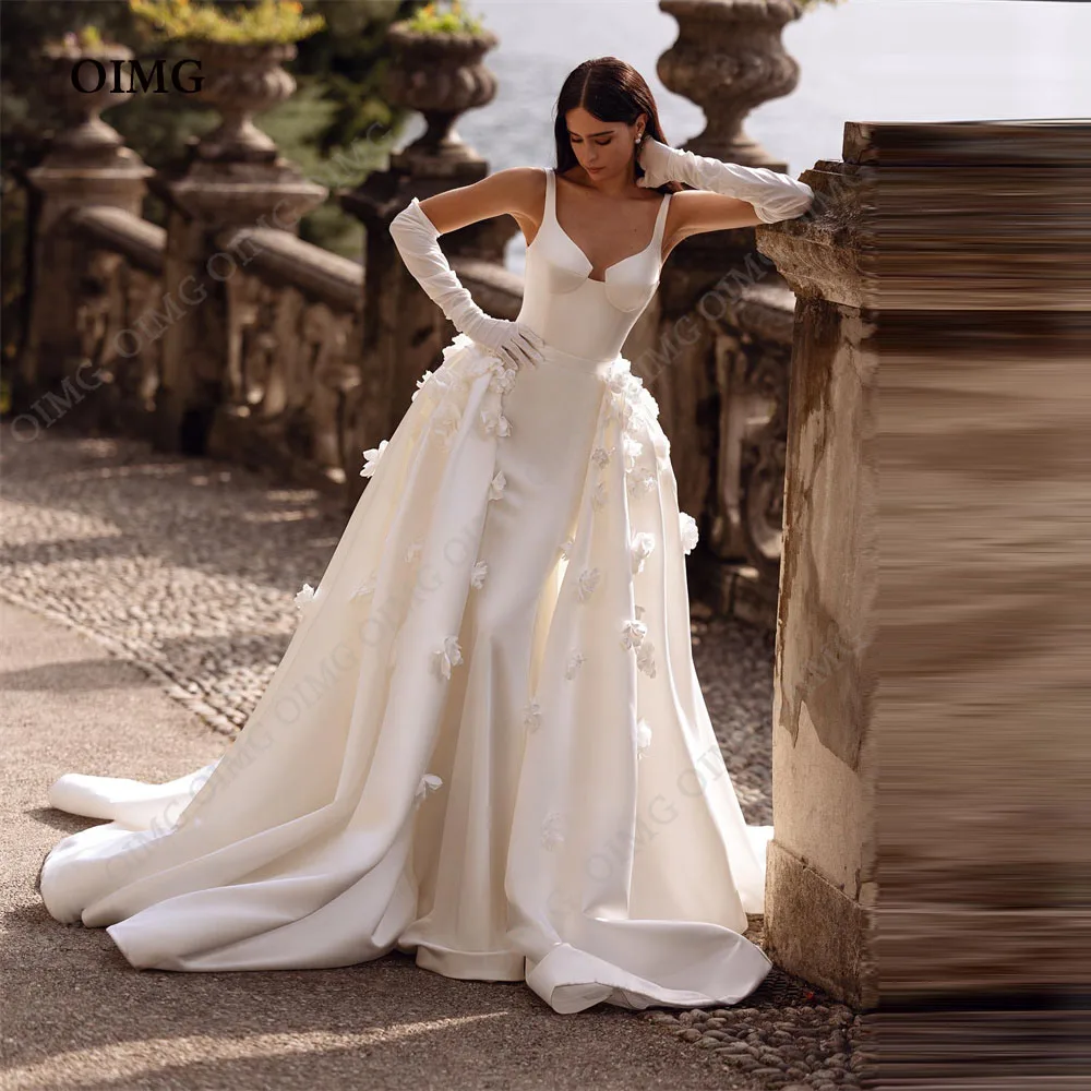 OIMG Quee 3D Flowers Satin Wedding Dresses Princess Boho Bride Dresses Sleeveless Elegant Wedding Gowns suknia ślubna Bridal
OIMG Quee 3D Flowers Satin Wedding Dresses Princess Boho Bride Dresses Sleeveless Elegant Wedding Gowns suknia ślubna Bridal