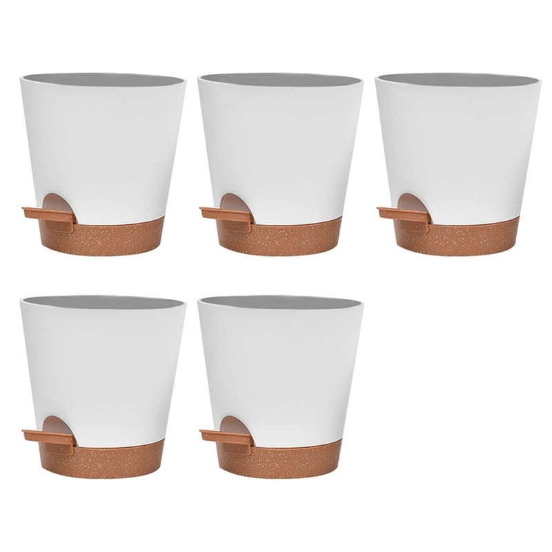 Flowerpot Plastic 6 Inch Self Watering Planters With Drainage Hole, Planters For All House Plants, Succulents,Snake Plant 5Pcs
Flowerpot Plastic 6 Inch Self Watering Planters With Drainage Hole, Planters For All House Plants, Succulents,Snake Plant 5Pcs