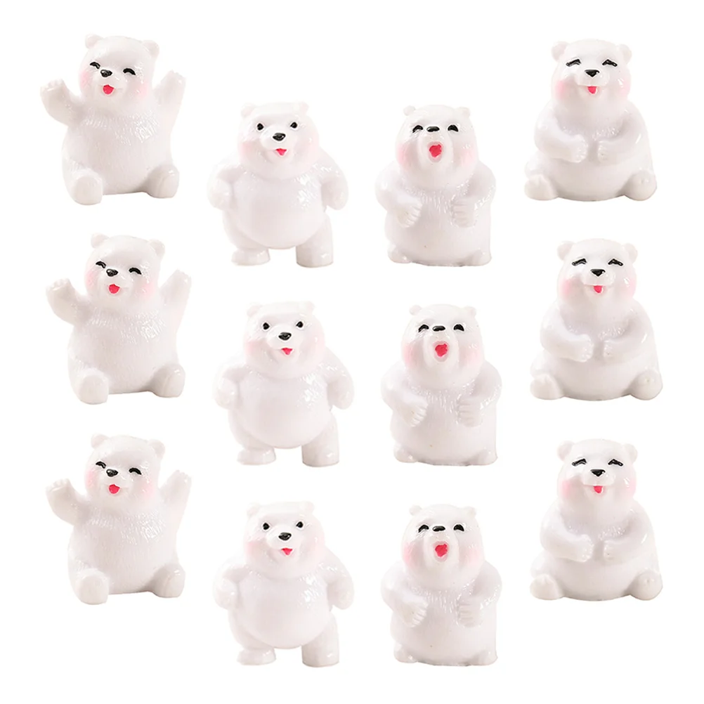 

12 Pcs Small Landscape Ornaments Animal Garden Tiny Bear Statues Miniature Figurines Micro Decor Ocean Adorn Resin Crafts