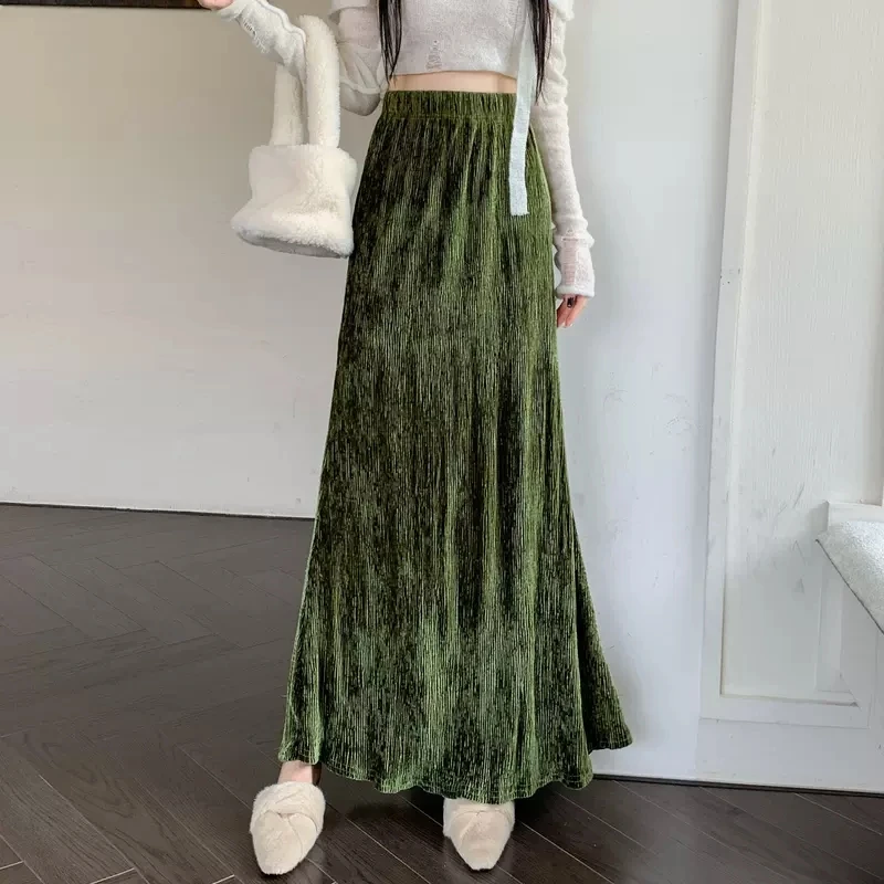 OHRYIYIE Green Long Wrap Hip Mermaid Velvet Skirt Women Autumn Winter High Waist Trumpet Skirt Female Warm All Match Skirt Lady
OHRYIYIE Green Long Wrap Hip Mermaid Velvet Skirt Women Autumn Winter High Waist Trumpet Skirt Female Warm All Match Skirt Lady