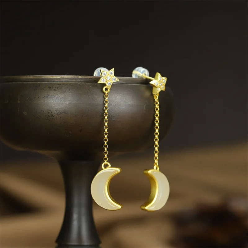 Hot Selling Natural Hand-carved White Jade Moon 925 Silver Gufajin Inlaid Earrings Studs Fashion Jewelry Women Luck Gifts1
Hot Selling Natural Hand-carved White Jade Moon 925 Silver Gufajin Inlaid Earrings Studs Fashion Jewelry Women Luck Gifts1