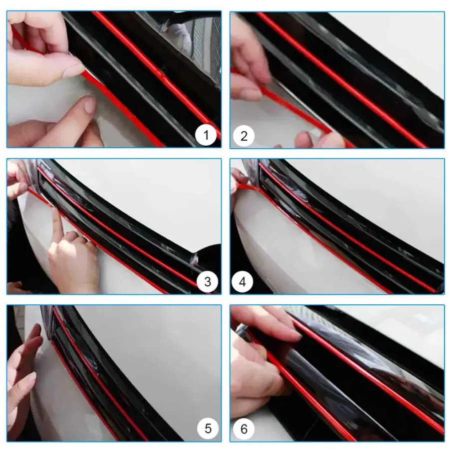 

5Pcs Car Exterior Stickers Universal Red Reflective Strips Front Hood Grille Mouldings Auto Accessories Decoration Stickers