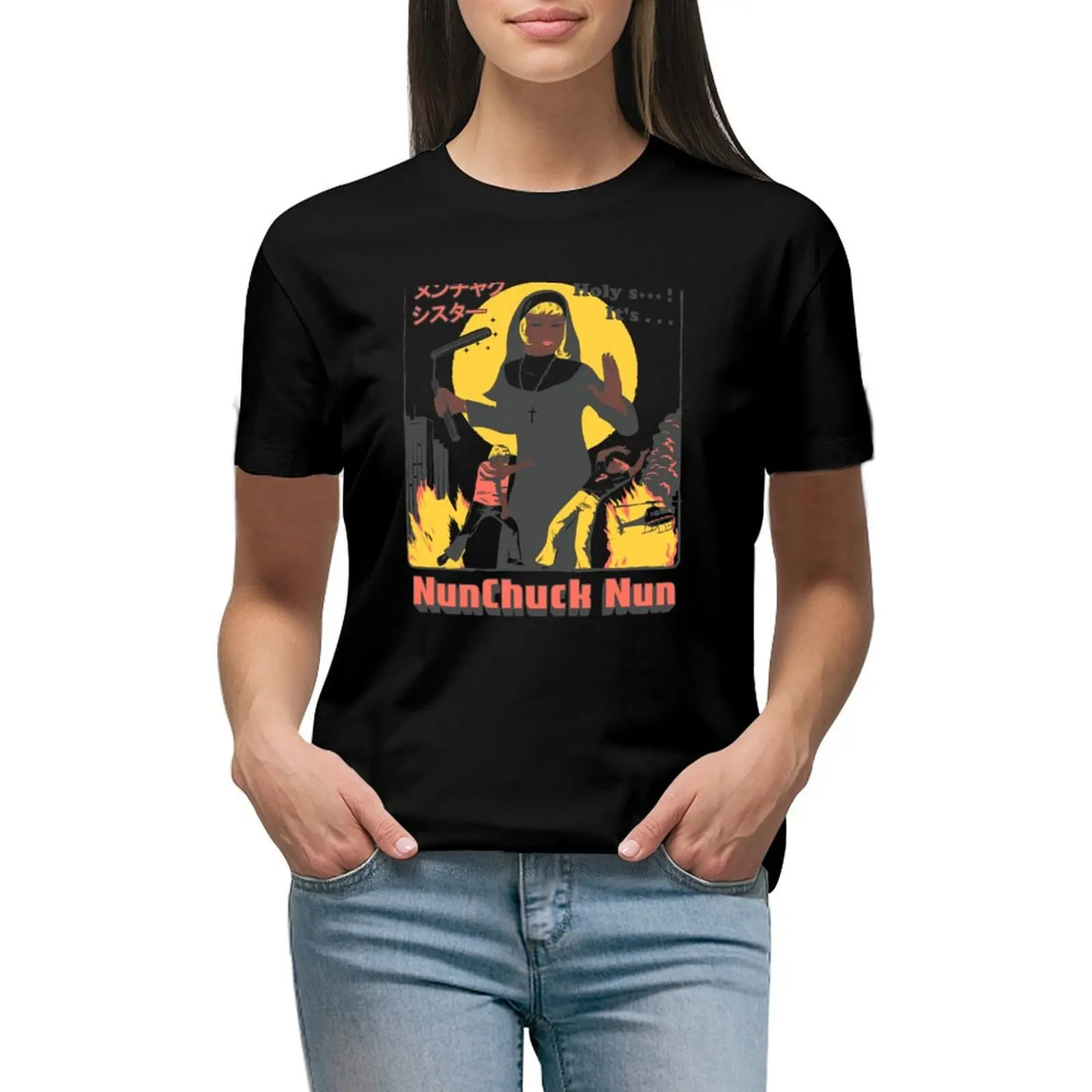 NUNCHUCK NUN T-Shirt summer tops animal print shirt for girls black t shirts for Women
NUNCHUCK NUN T-Shirt summer tops animal print shirt for girls black t shirts for Women