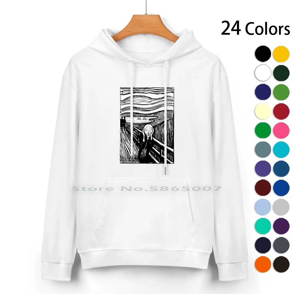 

The Scream , Edvard Munch Pure Cotton Hoodie Sweater 24 Colors The Scream Edvard Munch Painter Work Of Art Masterpiece Artist