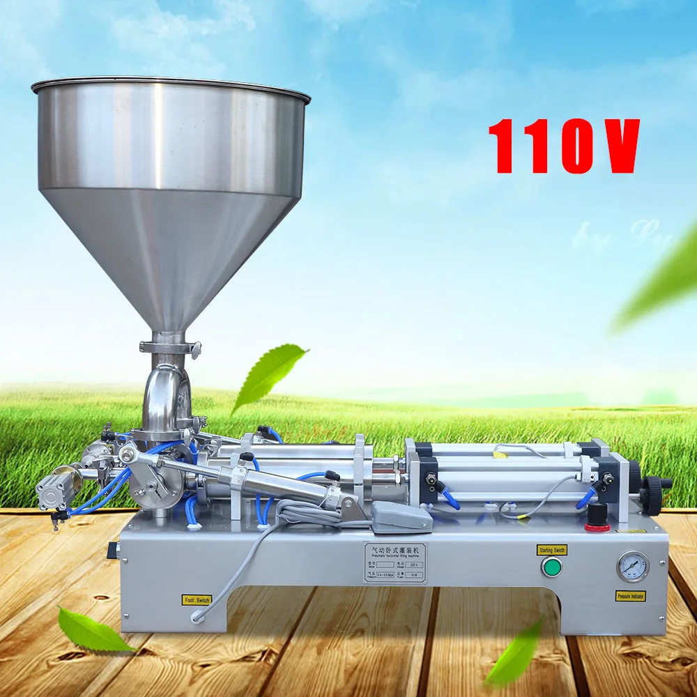 

800W Pneumatic Double Head liquid Paste Filling Machine Horizontal 50-500ml 110V