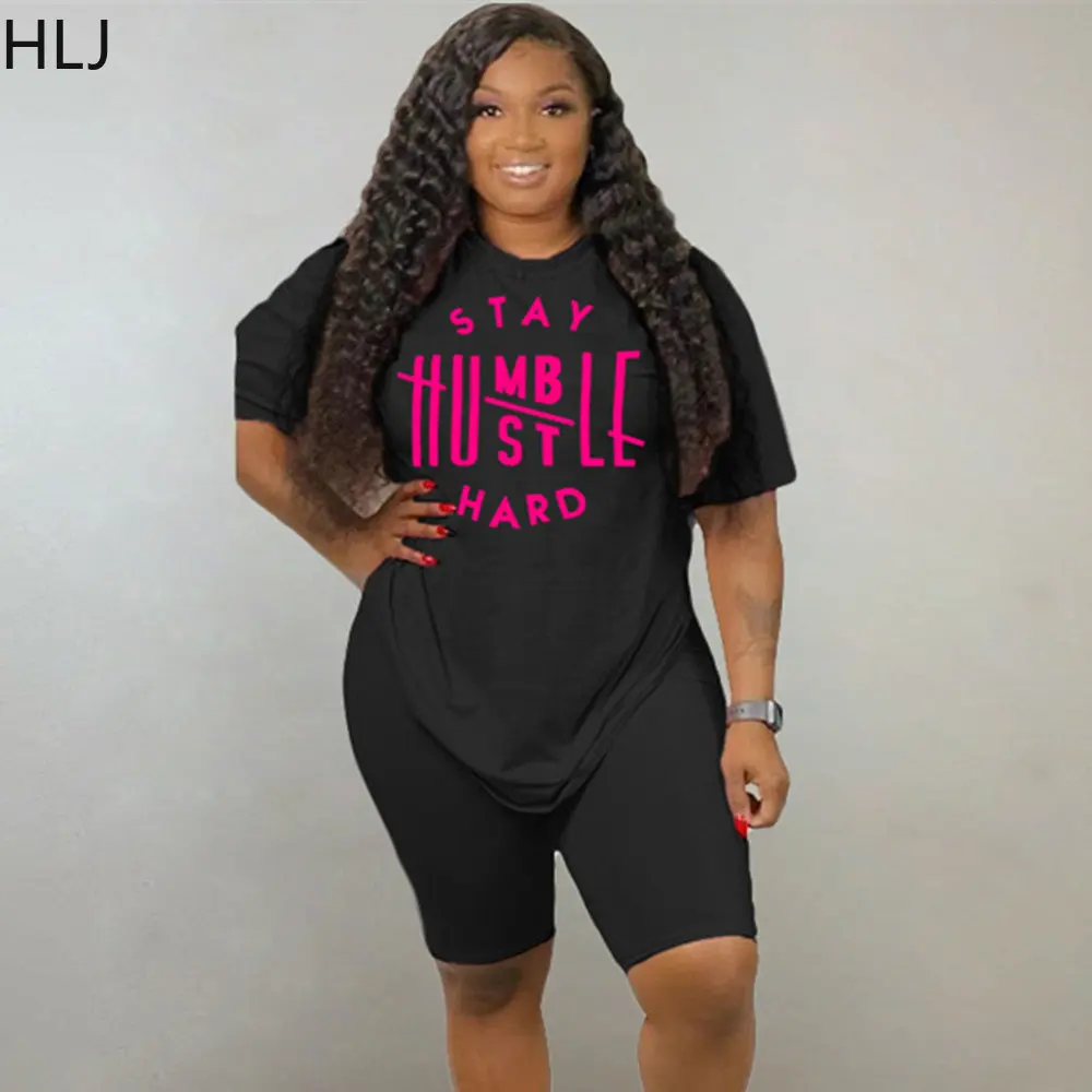 HLJ Casual Letter Print Shorts Sets Women Round Neck Loose Tops + Shorts Two Piece Outfits Summer Matching Sport 2pcs Tracksuits
HLJ Casual Letter Print Shorts Sets Women Round Neck Loose Tops + Shorts Two Piece Outfits Summer Matching Sport 2pcs Tracksuits
