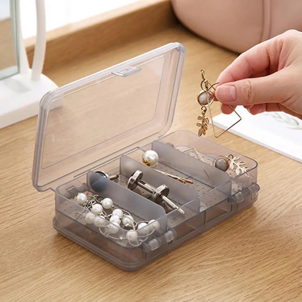 

Transparent Storage Box Dustproof Dual Layers Jewelry Storing 10 Grids Jewelry Storage Pouch Necklace Rings Jewelry Organizer