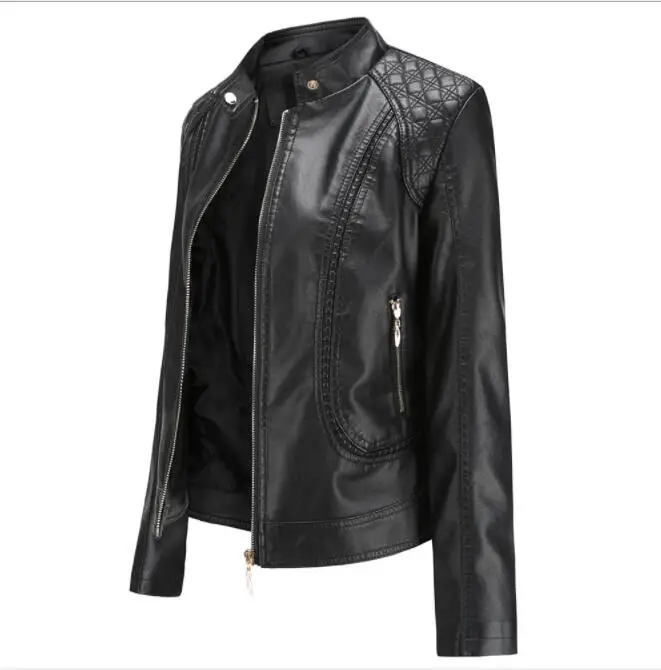 New 2023 Spring And Autumn OL Stand Collar Stand Collar Leather Jacket Women Moto Biker Coat PU Jacket Autumn Jacket Black Red
New 2023 Spring And Autumn OL Stand Collar Stand Collar Leather Jacket Women Moto Biker Coat PU Jacket Autumn Jacket Black Red