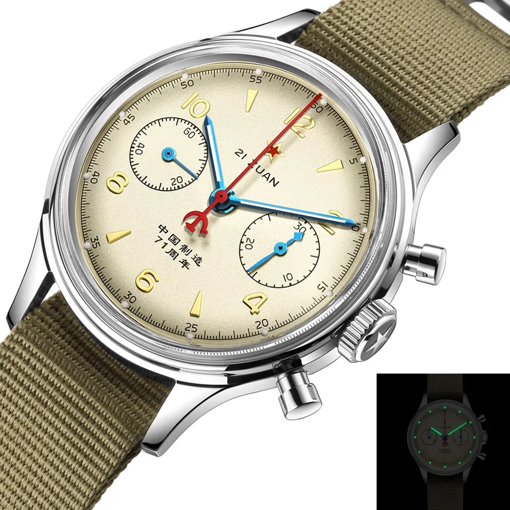 

SEAKOSS Super Luminous Men's Mechanical Watches 38mm with Seagull ST1901 Movement 1963 Chronograph Sapphire Wristwatches