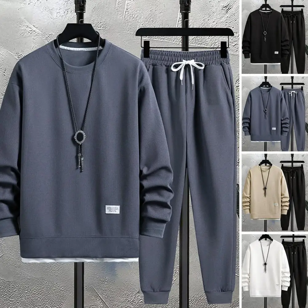 Hip Hop Men Tracksuit Waffle Texture O-neck Long Sleeve Fake Two Pieces Sweatshirts Elastic Waist Sport Pants Set ropa hombre
Hip Hop Men Tracksuit Waffle Texture O-neck Long Sleeve Fake Two Pieces Sweatshirts Elastic Waist Sport Pants Set ropa hombre