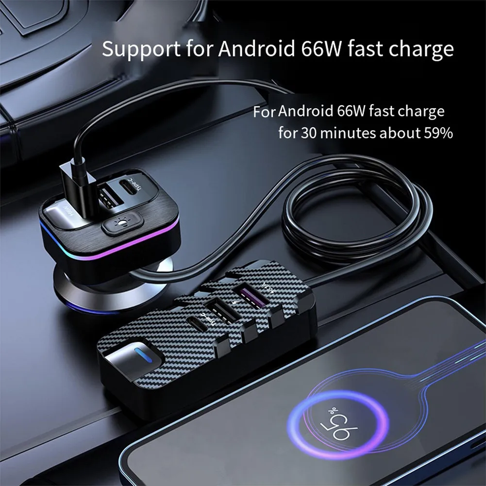 66W Car Cigarette Lighter Splitter QC 3.0 PD USB Car Charger PD Quick Charging Car USB Socket Adapter W/ 1.5m Cable
66W Car Cigarette Lighter Splitter QC 3.0 PD USB Car Charger PD Quick Charging Car USB Socket Adapter W/ 1.5m Cable