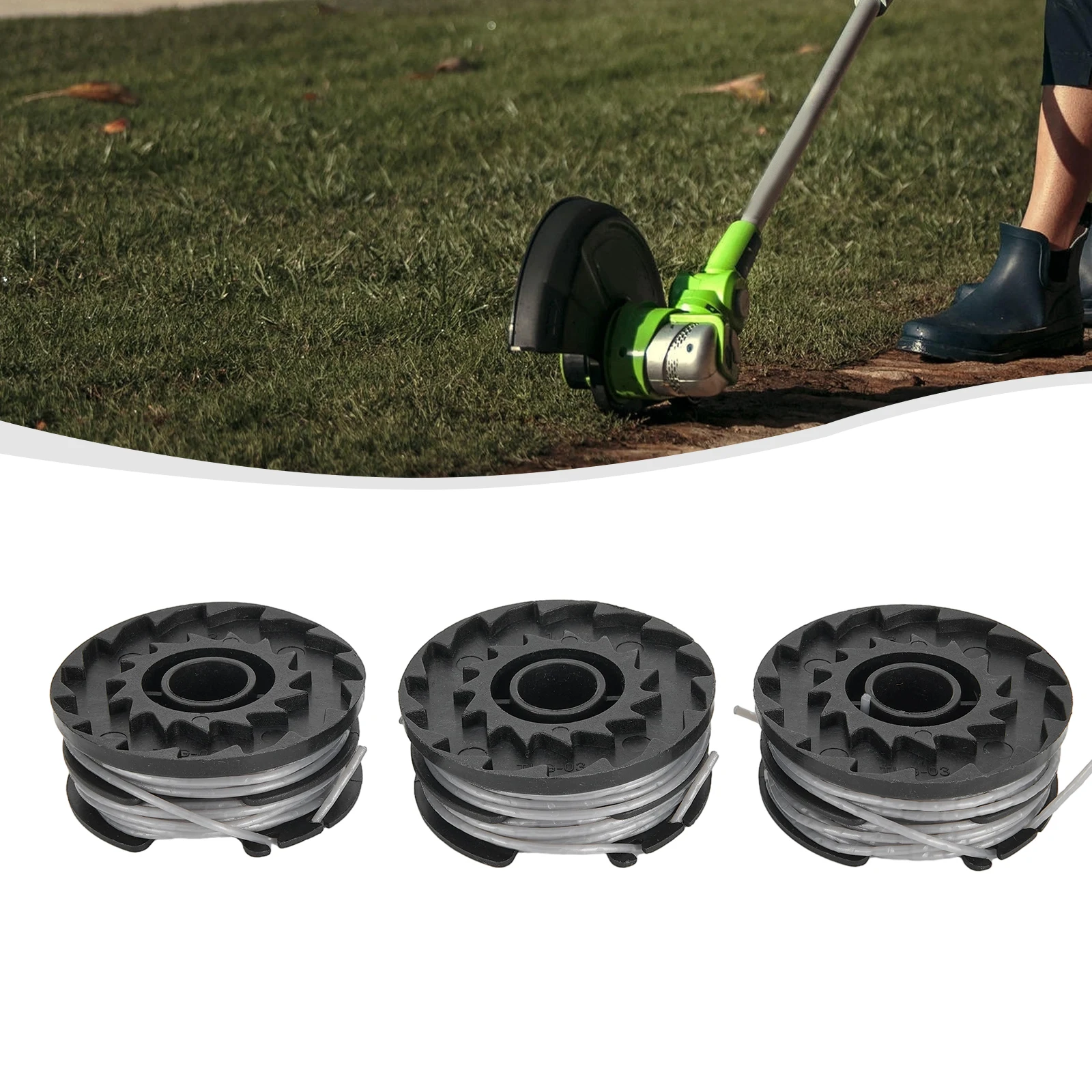 3Pcs Trimmer Spool Lines For Greenworks Lawn Mower G40LT/ G40LTK2/ G40LTK2x / 2101507 Replacement Garden Power Tool Accessories
3Pcs Trimmer Spool Lines For Greenworks Lawn Mower G40LT/ G40LTK2/ G40LTK2x / 2101507 Replacement Garden Power Tool Accessories