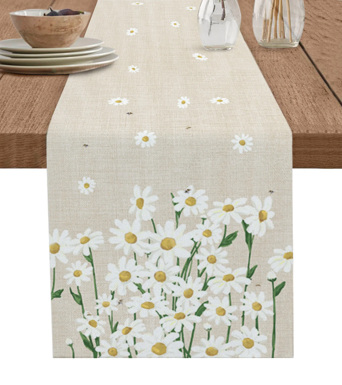 White Daisy Flower Linen Table Runner Kitchen Table Decoration Farmhouse Reusable Dining Table Cloth Wedding Party Decor
White Daisy Flower Linen Table Runner Kitchen Table Decoration Farmhouse Reusable Dining Table Cloth Wedding Party Decor