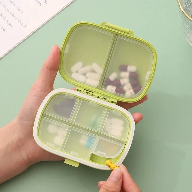 

Eight-Grid Portable Sub-Packing Large Capacity Pill Box Sealed Moisture-Proof Pill Storage Box Folding Two-Layer Waterproof Pill