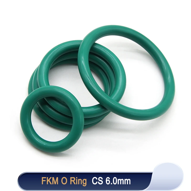 

5pcs FKM O Ring CS 6mm OD 50 ~ 150mm Sealing Gasket Insulation Oil High Temperature Resistance Fluorine Rubber O Ring Green
