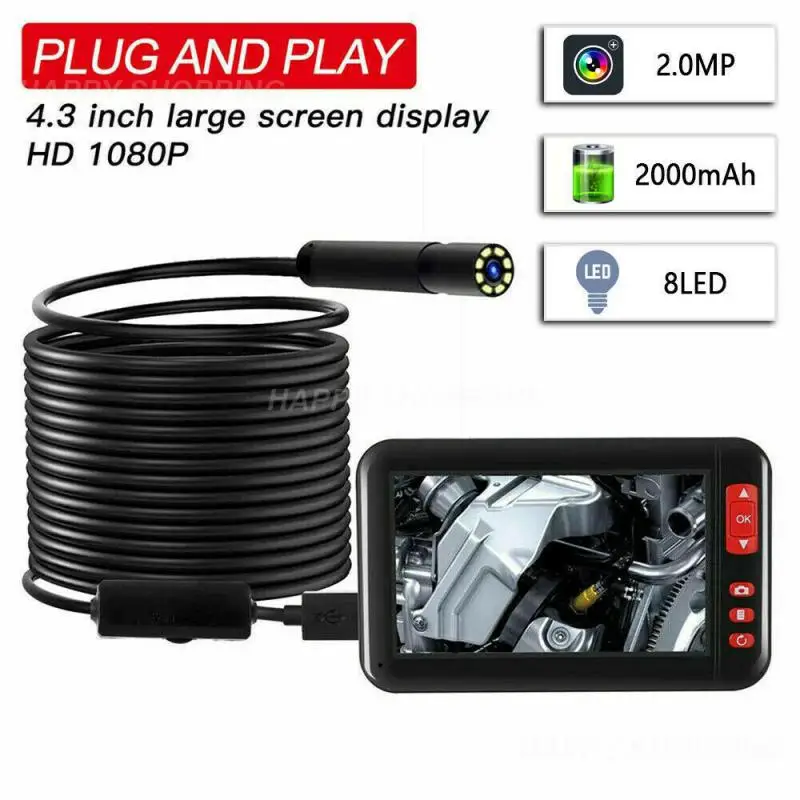 

2m/5m/10m Soft Wire Industrial Endoscope Borescope Inspection Camera Built-inLEDs 8mm Lens IP67 Waterproof USB Endoscope