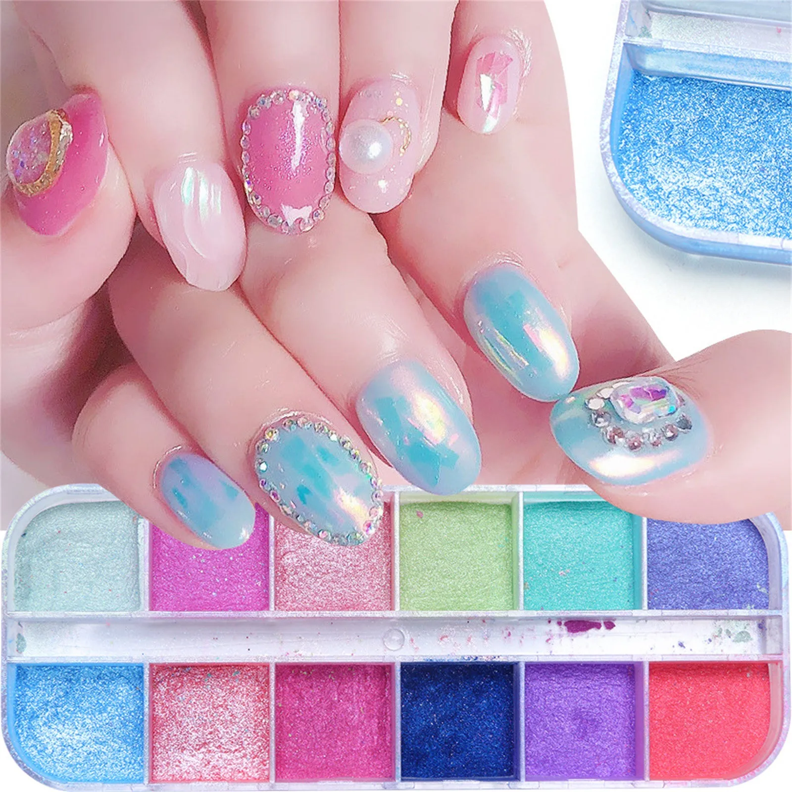 12 Grids Super-fine Nail Chrome Powder Art Pigment Colorful Shimmer Rubbing Pearl Glitter Powder For DIY Manicure Art Decoration
12 Grids Super-fine Nail Chrome Powder Art Pigment Colorful Shimmer Rubbing Pearl Glitter Powder For DIY Manicure Art Decoration