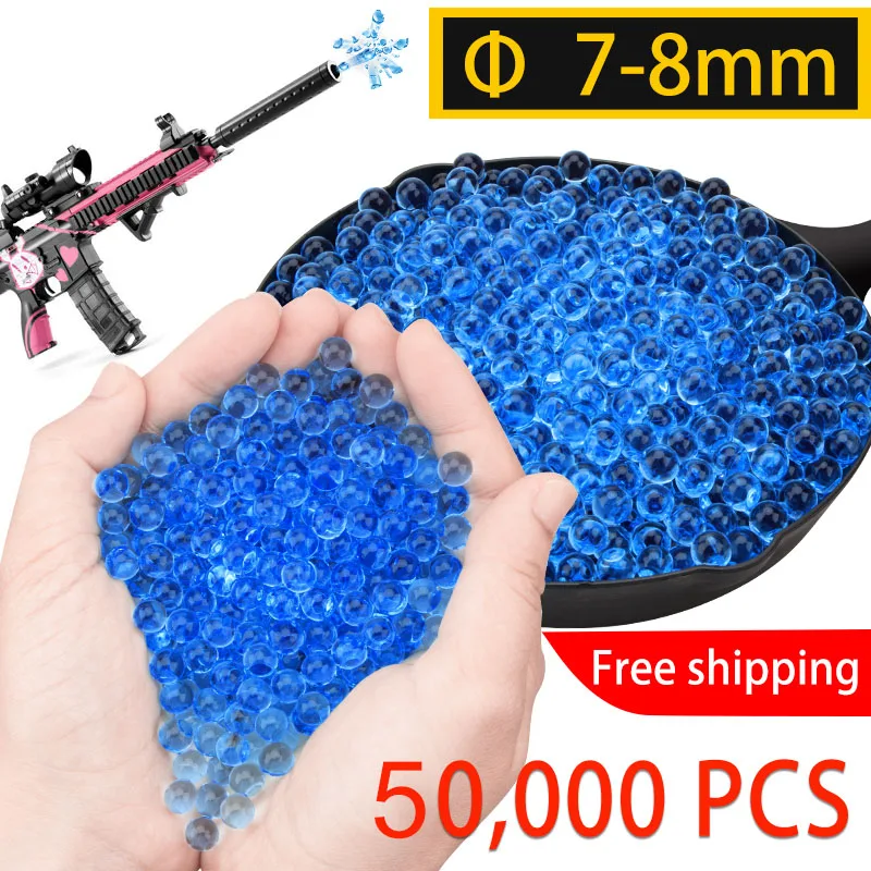 

7-8mm 50000pcs Soft Water Crystal Bullets BB Gel Paint Ball Airsoft Ammo Beads Weapon Guns Toys Crystal Soil Polymer Water Beads