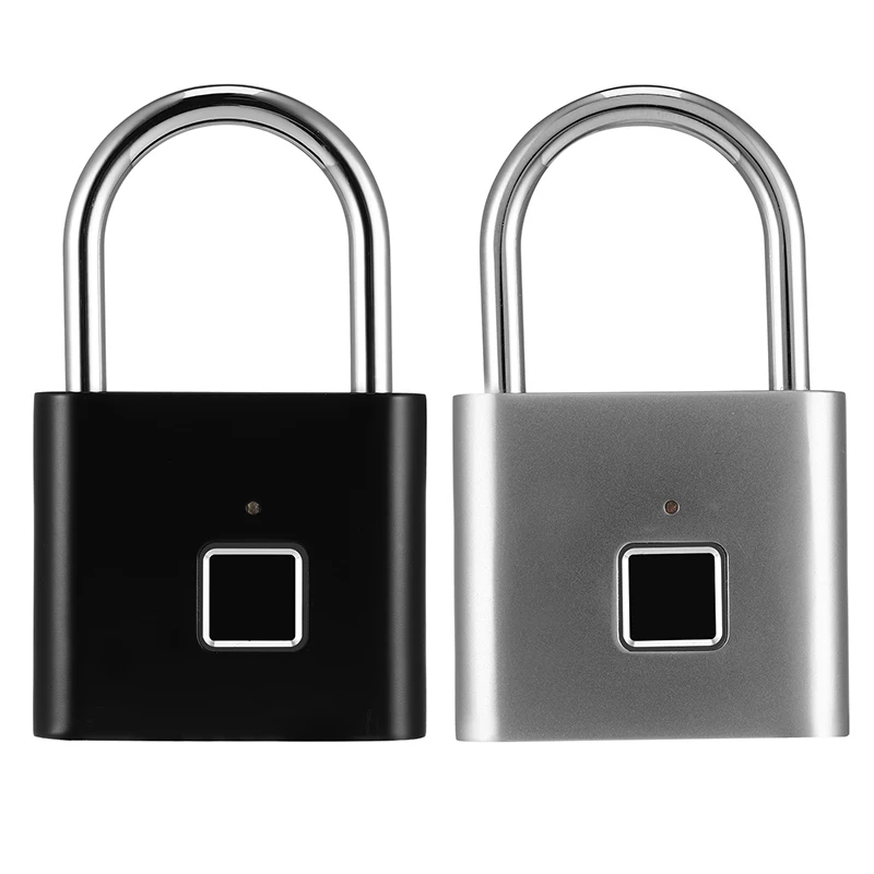 

Black Silver Keyless USB Rechargeable Door Lock Fingerprint Smart Padlock Quick Unlock Zinc Alloy Metal Self Developing Chip