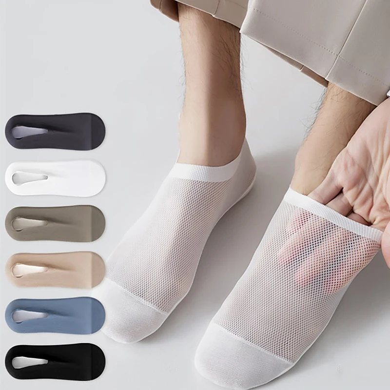 

Men'S Socks Summer Thin Mesh Breathable Anti-Slip Invisible Shallow Mouth Ship'S Socks Cotton Sole Leisure Low Barrel Stockings