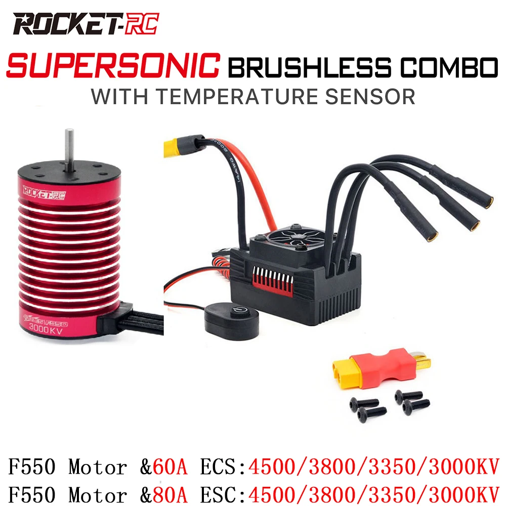 

SURPASS HOBBY Rocket-RC F540 Waterproof Brushless Motor And 45A /60A ESC Combo 3.175mm V2 Supersonic for 1/10 Tamiya RC Car