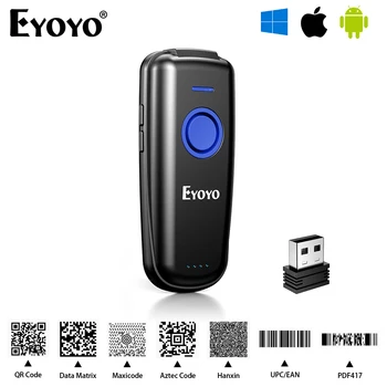 Eyoyo EY-023 휴대용 블루투스 2D QR 이미지, PDF417 스크린 스캐닝 리더, 무선 1D 레이저 바코드 스캐너, 윈도우, 안드로이드, iOS