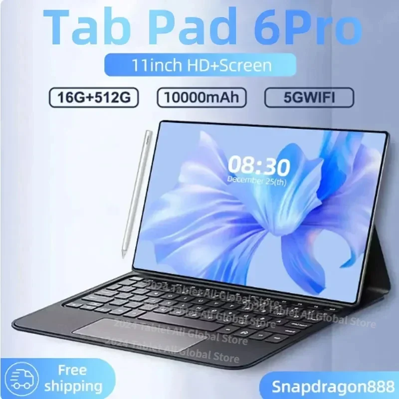 

2024 Pad 6 Pro Original Global Version Snapdragon 888 Android 13 Tablet PC Dual SIM Card RAM 16GB+ROM 512GB 5G WIFI HD 4K Mi Tab