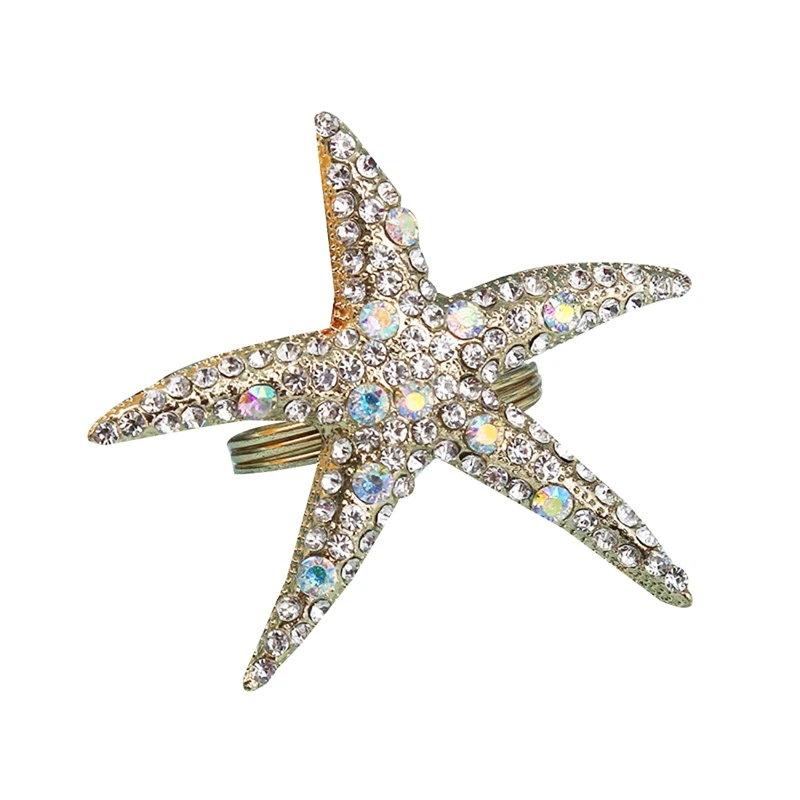 

8 упаковок, кольца для салфеток с кристаллами в виде морской звезды, искусственные держатели для свадебной вечеринки, декор для пляжного стола