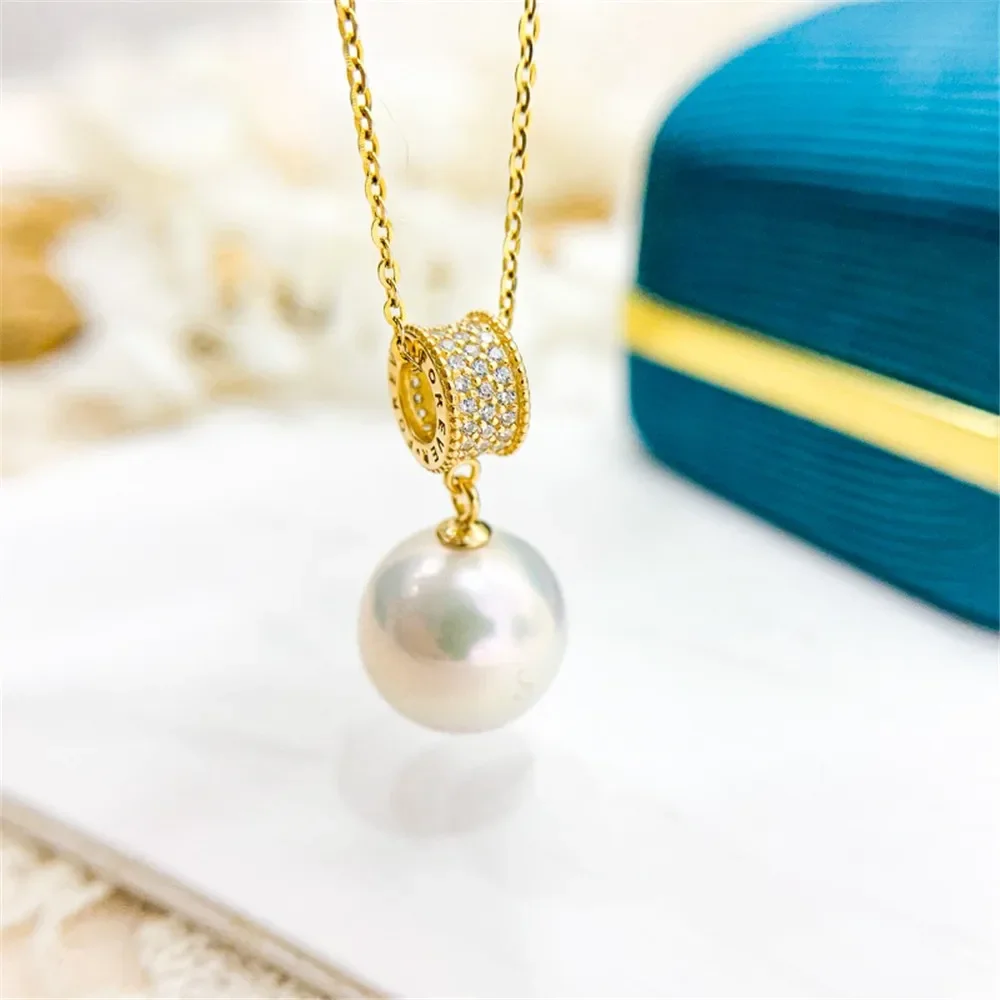 

DIY Pearl Accessories S925 Sterling Silver Pendant Empty Fashion Silver Necklace Pendant Fit 9-11mm Circle D458