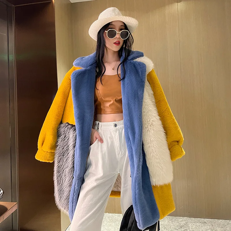 Women Clothing Splicing Faux Fur Coat Winter Overcoat Warm Plush Parka Single Breasted Fluffy Jacket Female Manteau Femme Hiver
Women Clothing Splicing Faux Fur Coat Winter Overcoat Warm Plush Parka Single Breasted Fluffy Jacket Female Manteau Femme Hiver