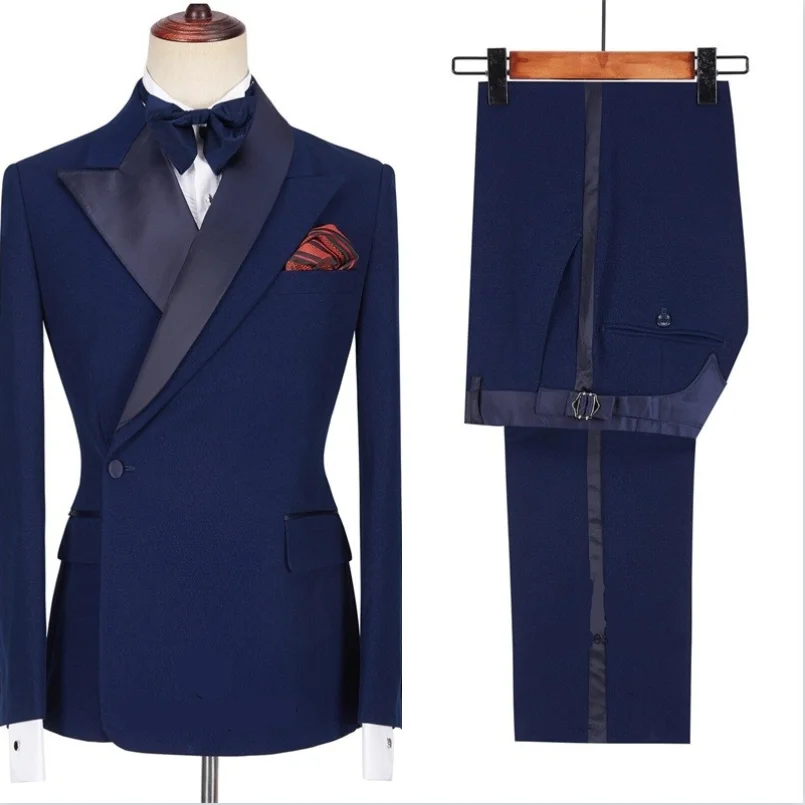 Navy Blue Men Suits Set For Wedding Formal Groom Tuxedo 2 Pcs Blazer+Pants One Button Custom Made Party Jacket Male Coat 
Navy Blue Men Suits Set For Wedding Formal Groom Tuxedo 2 Pcs Blazer+Pants One Button Custom Made Party Jacket Male Coat