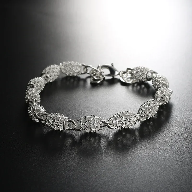 

925 Sterling Silver Cute Beautiful Elegant Wedding Women Lady Chain Bracelet High Quality Fashion Gorgeous Jewelry Wholesale