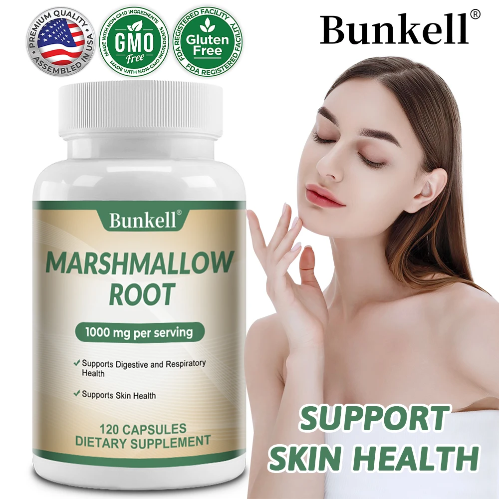 

Bunkell Organic Marshmallow Root Capsules - Supports Immune, Gut, Digestive and Respiratory Health, Non-GMO, Gluten-free