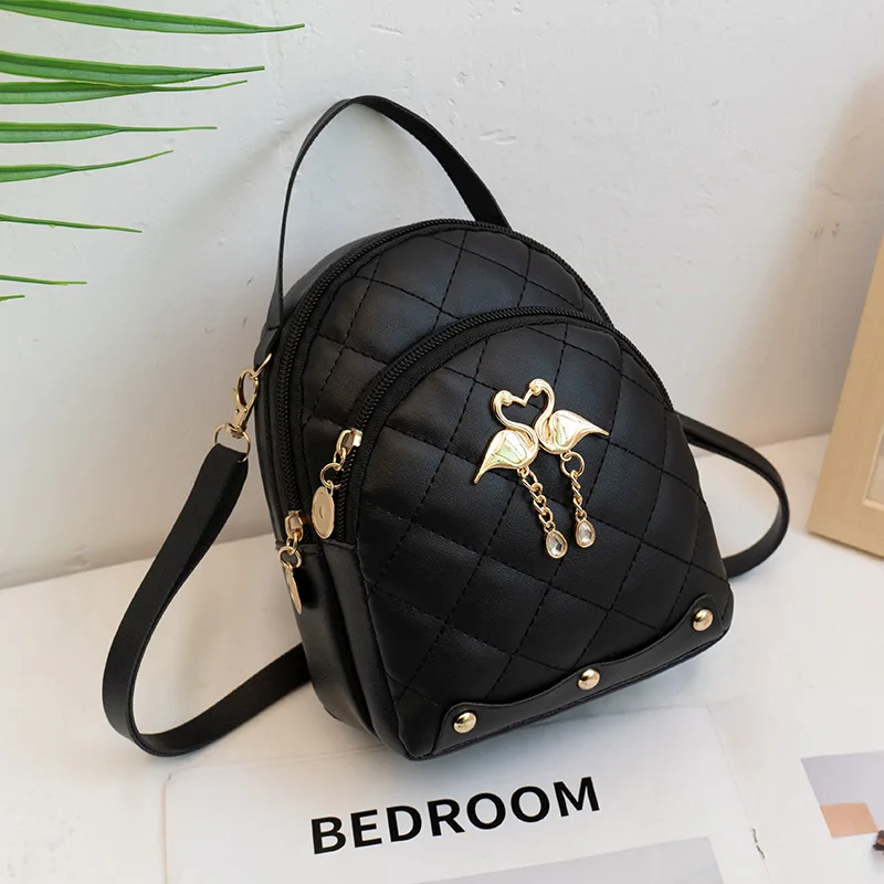 

2023 New Mini Backpack for Women Cute Swan Hanging Embroidery Small Backpack Purse Girls Leather Bookbag Ladies Satchel Bags