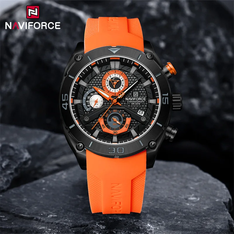 

Top Brand NAVIFORCE Men Quartz Watch Luminous Silicone Strap Male Wristwatch Sports Military Chronograph Clock Relogio Masculino