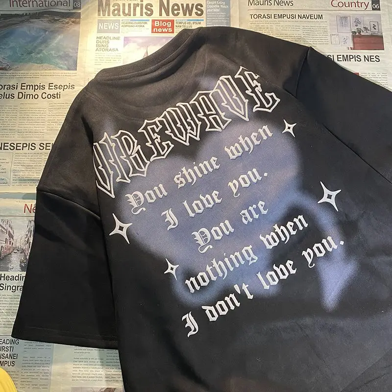 Short sleeved t-shirt female students Korean version loose 2023 summer new foam printing cotton half sleeved top male ins tide
Short sleeved t-shirt female students Korean version loose 2023 summer new foam printing cotton half sleeved top male ins tide
