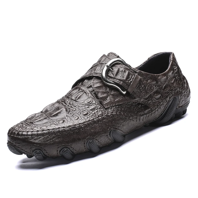 

Мужские повседневные туфли из натуральной кожи с крокодиловым узором, роскошные брендовые Модные дышащие мокасины для вождения, удобные слипоны