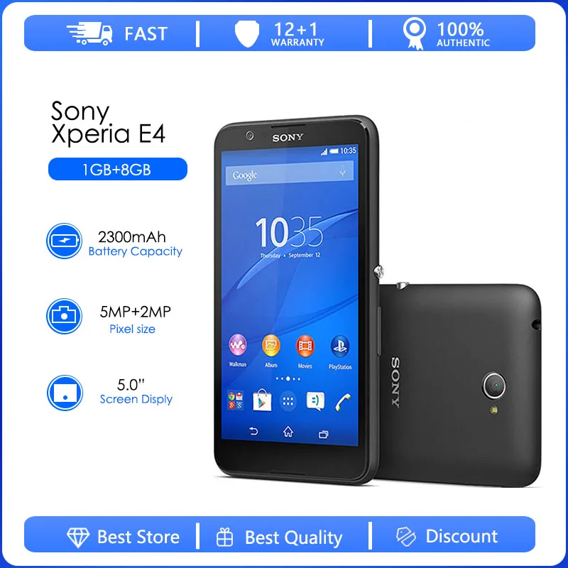 

Sony Xperia E4 E2105 Refurbished-Original 1GB RAM 8GB ROM 4.0" Dual Core Cellphone 5MP GSM Android 3G Mobile Phone Free shipping