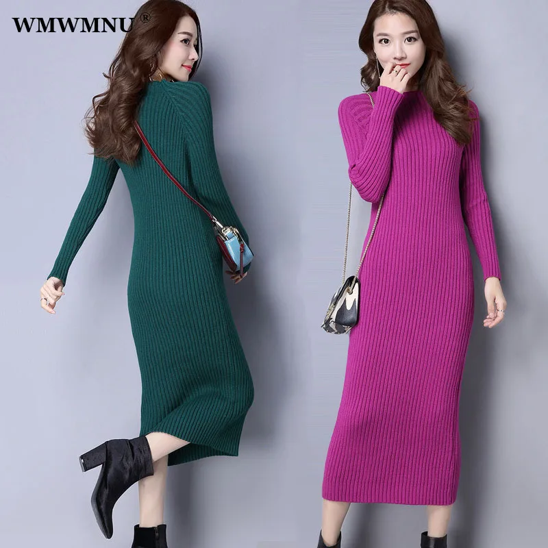 Slim Long Sleeve Knitted One-piece Dress Sexy Women Autumn Winter Korean Sweater Dresses Midi Bottoming Bodycon Vestidos New
Slim Long Sleeve Knitted One-piece Dress Sexy Women Autumn Winter Korean Sweater Dresses Midi Bottoming Bodycon Vestidos New