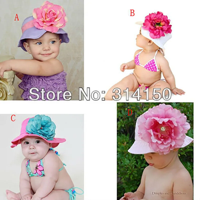 

TOU--Fashion Pretty Sunhat For Girl Summer Wear Children Big Flowers Design Cotton Sunbonnet Girl Sunhat 1pcs