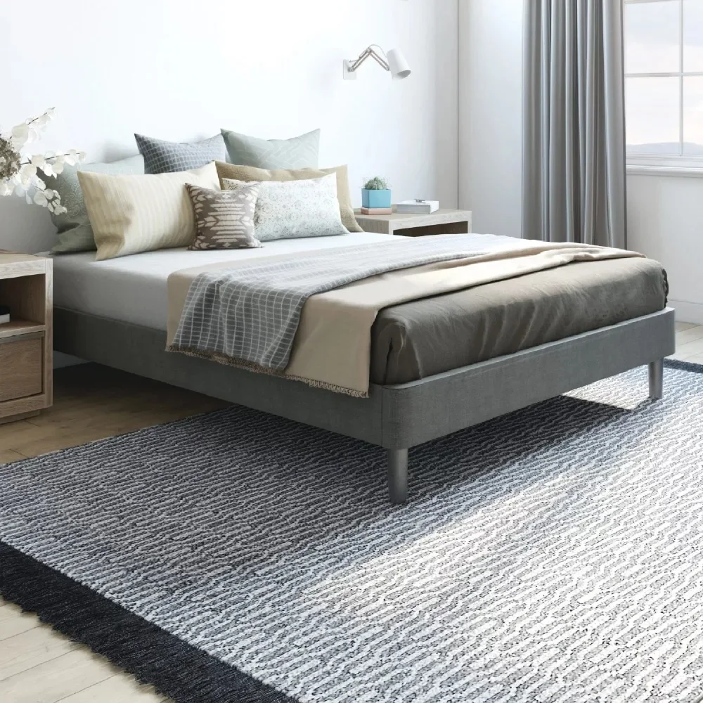 

Bed Base, Upholstered Metal Frame with Wood Slat Support Twin Bed Frame, Bed Bases