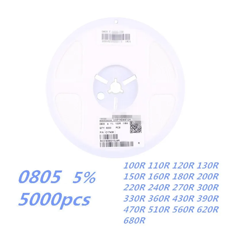 5000 шт. 0805 чиповый резистор 5% 100R 110R 120R 130R 150R 160R 180R 200R 220R 240R 270R 300R 330R 360R 430R 470R 560R 620R 680R
5000 шт. 0805 чиповый резистор 5% 100R 110R 120R 130R 150R 160R 180R 200R 220R 240R 270R 300R 330R 360R 430R 470R 560R 620R 680R