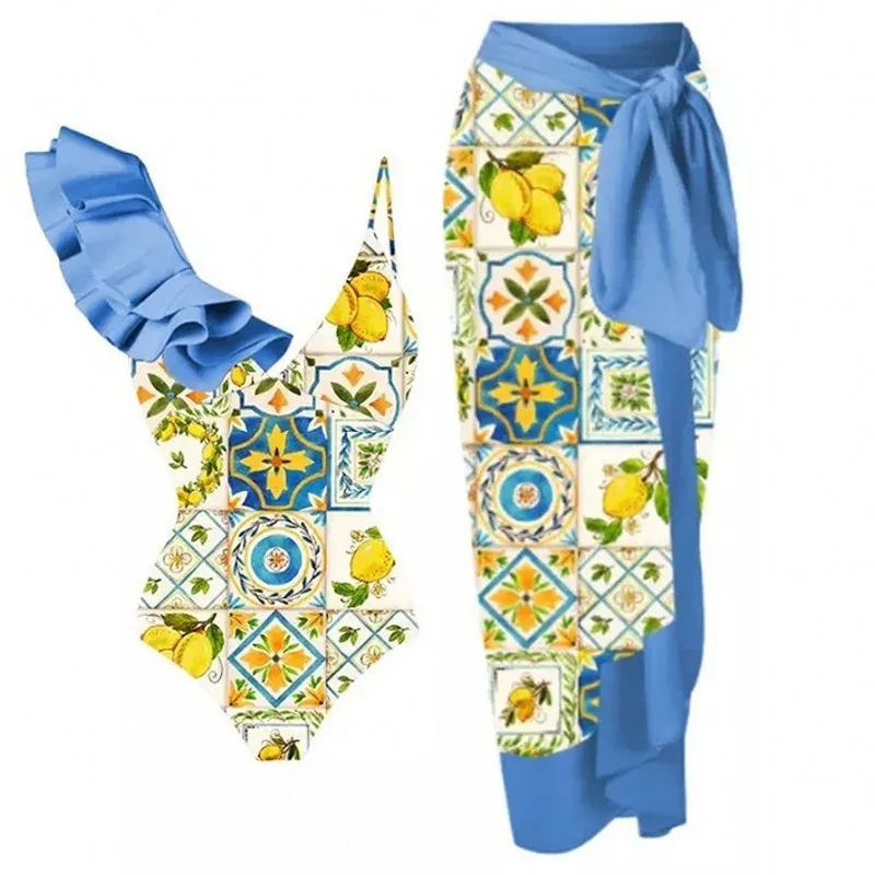 Two Piece Women Matching Skirt Sets Summer Sexy Holiday Beach Bikini One Piece Swimsuit Ruffle Printed Slit Sunscreen Long Skirt
Two Piece Women Matching Skirt Sets Summer Sexy Holiday Beach Bikini One Piece Swimsuit Ruffle Printed Slit Sunscreen Long Skirt